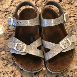 Silver glitter kids birkenstock sandals